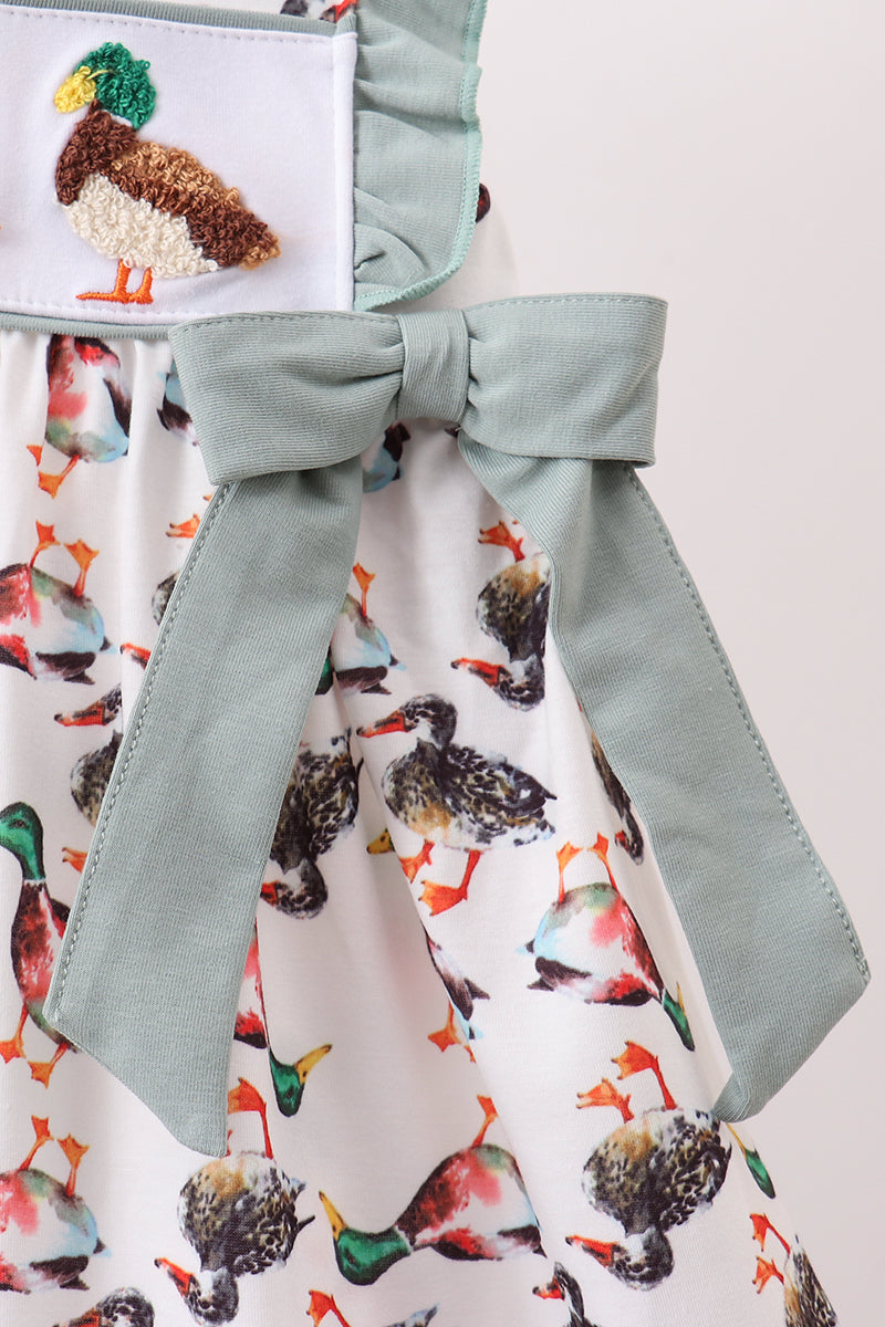 Sage Mallard French Knot Ruffle Dress - Aaria Tees Aaria Tees