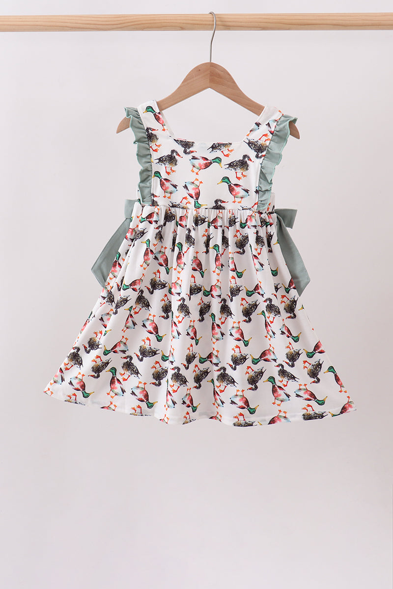 Sage Mallard French Knot Ruffle Dress - Aaria Tees Aaria Tees