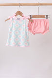 Pink Floral Bow Print Bloomer Set - Aaria Tees Aaria Tees