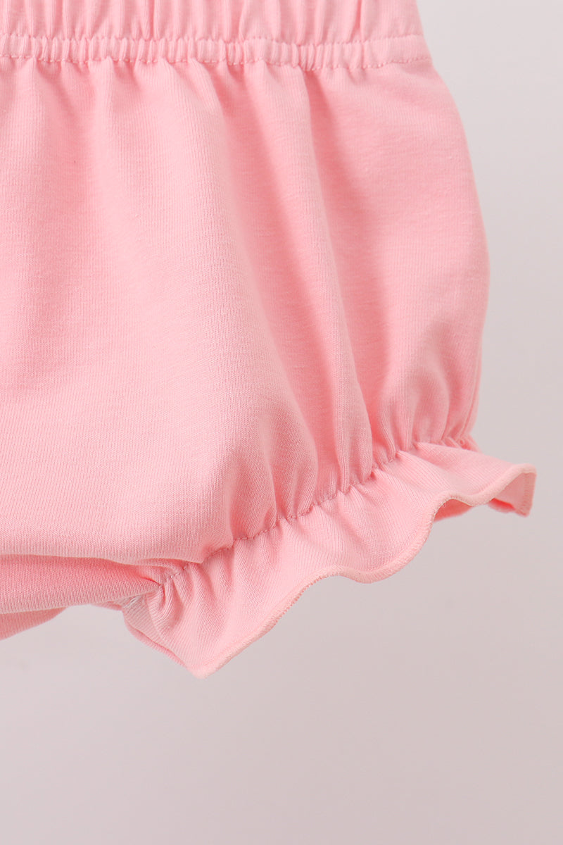 Pink Floral Bow Print Bloomer Set - Aaria Tees Aaria Tees
