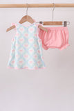 Pink Floral Bow Print Bloomer Set - Aaria Tees Aaria Tees