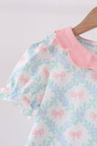 Pink Floral Bow Print Dress - Aaria Tees Aaria Tees