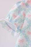 Pink Floral Bow Print Dress - Aaria Tees Aaria Tees