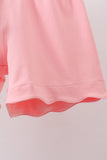 Pink Floral Bow Print Scalloped Shorts Set - Aaria Tees Aaria Tees