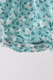Green Floral Smocked Ruffle Bubble - Aaria Tees Aaria Tees