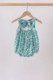 Green Floral Smocked Ruffle Bubble - Aaria Tees Aaria Tees