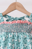Green Floral Smocked Ruffle Bloomer Set - Aaria Tees Aaria Tees