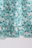 Green Floral Smocked Ruffle Bloomer Set - Aaria Tees Aaria Tees