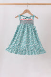 Green Floral Smocked Ruffle Dress - Aaria Tees Aaria Tees