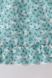 Green Floral Smocked Ruffle Dress - Aaria Tees Aaria Tees