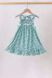 Green Floral Smocked Ruffle Dress - Aaria Tees Aaria Tees