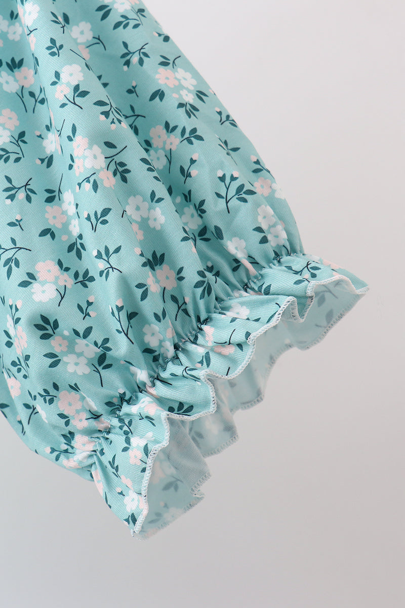 Green Floral Smocked Mom Dress - Aaria Tees Aaria Tees