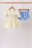 Cream smocked bloomer set - Aaria Tees Aaria Tees