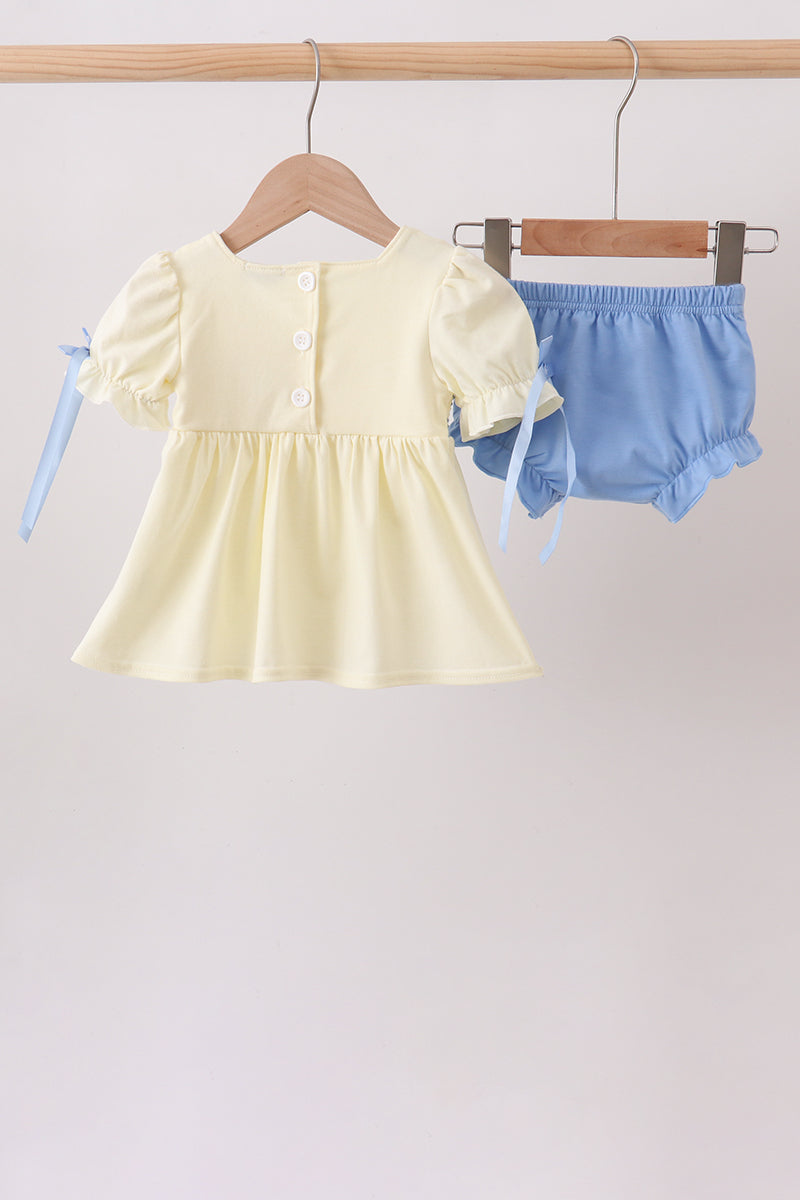 Cream smocked bloomer set - Aaria Tees Aaria Tees