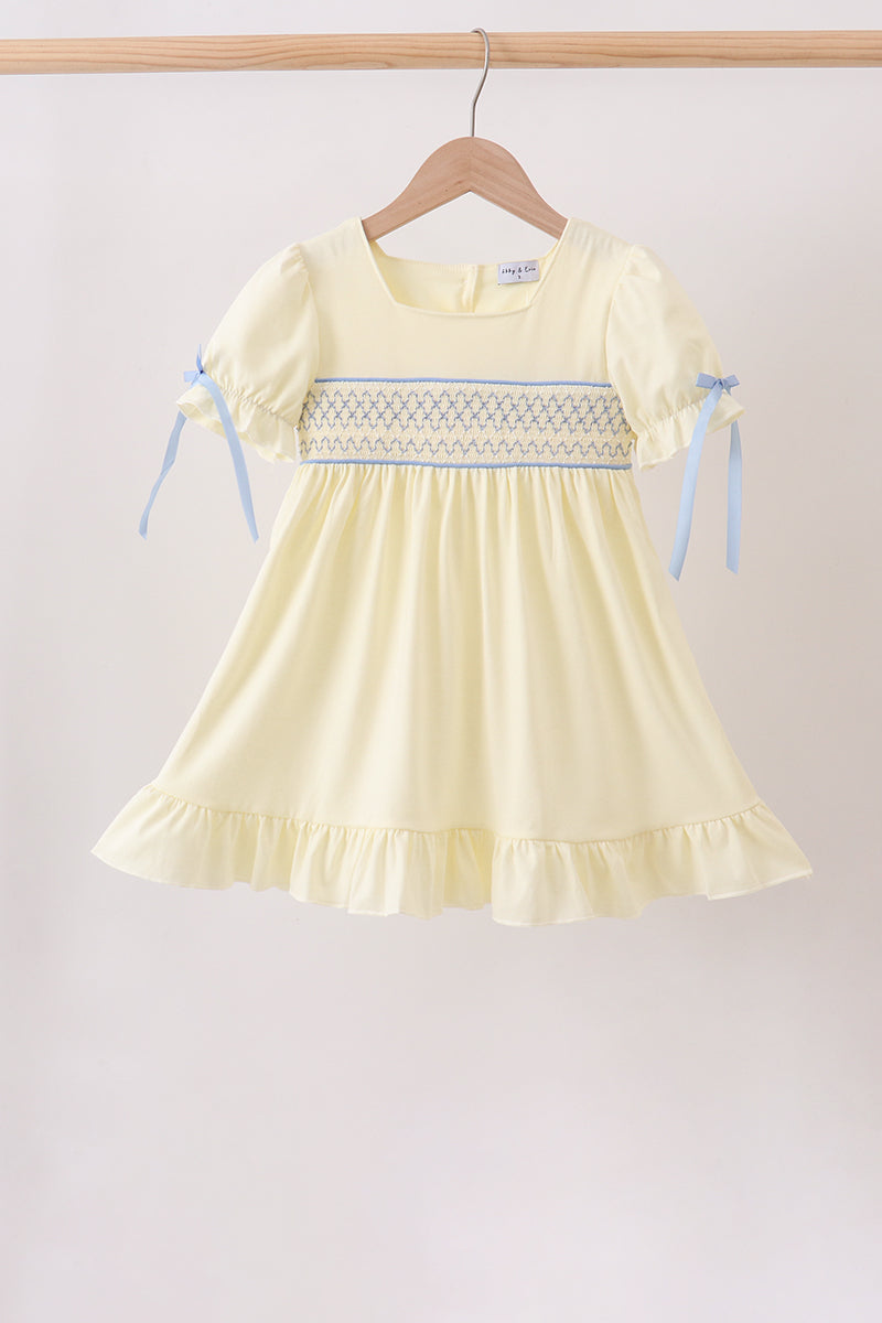 Cream smocked ruffle dress - Aaria Tees
