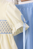 Cream smocked bow pants set - Aaria Tees Aaria Tees