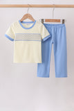 Cream smocked pants set - Aaria Tees Aaria Tees