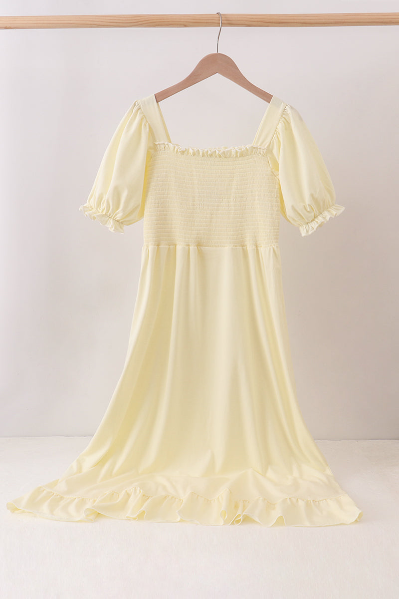Cream smocked mom dress - Aaria Tees Aaria Tees