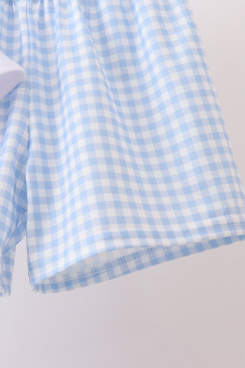 Blue Puppy Embroidered Boys Shorts Set - Aaria Tees Aaria Tees
