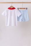 Blue Puppy Embroidered Boys Shorts Set - Aaria Tees Aaria Tees