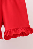 Red Apple Print Girls Shorts Set Aaria Tees