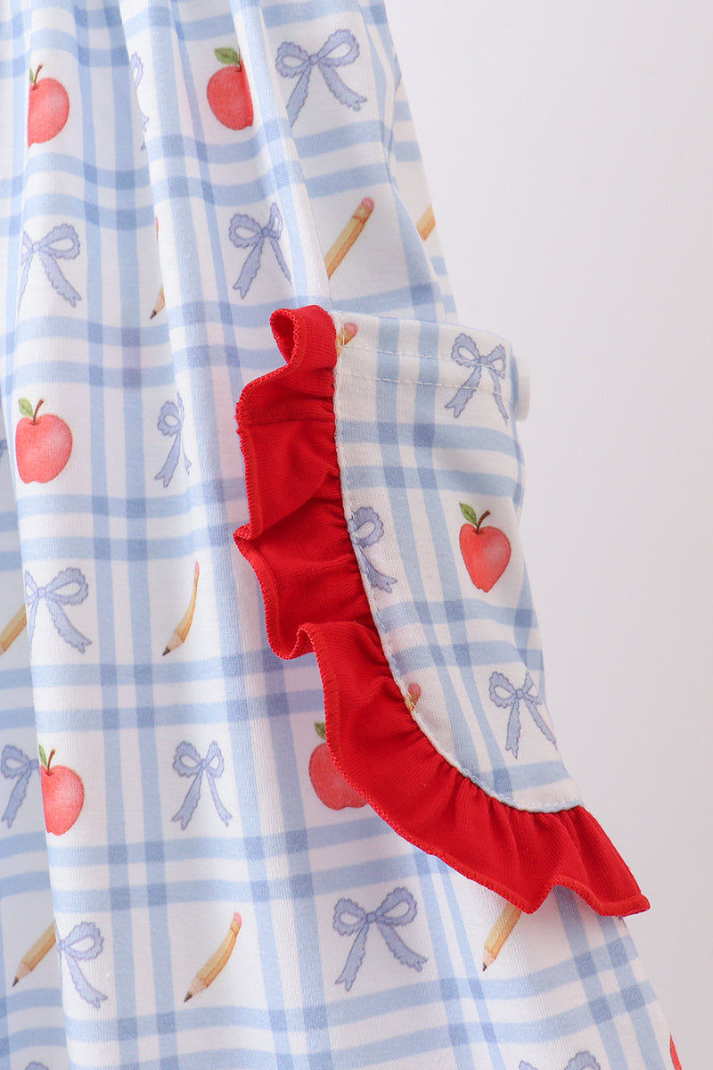Red Apple Print Ruffle Dress - Aaria Tees Aaria Tees