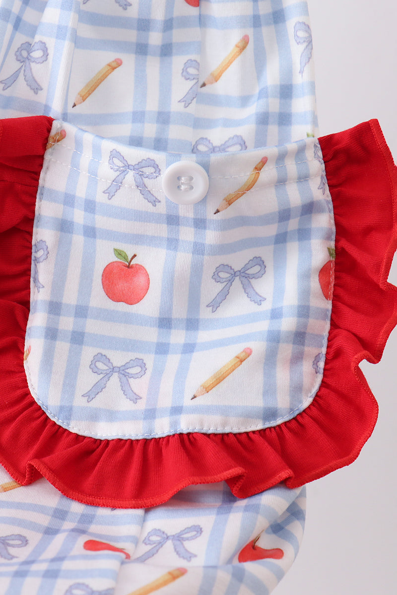 Red Apple Print Ruffle Dress - Aaria Tees Aaria Tees