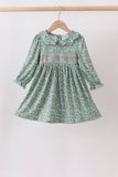 Green Floral Smocked Dress - Aaria Tees Aaria Tees
