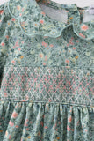 Green Floral Smocked Dress - Aaria Tees Aaria Tees