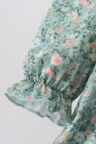 Green Floral Smocked Dress - Aaria Tees Aaria Tees