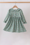 Green Floral Smocked Dress - Aaria Tees Aaria Tees