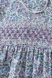 Blue Floral Smocked Dress - Aaria Tees Aaria Tees