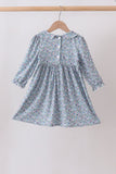 Blue Floral Smocked Dress - Aaria Tees Aaria Tees
