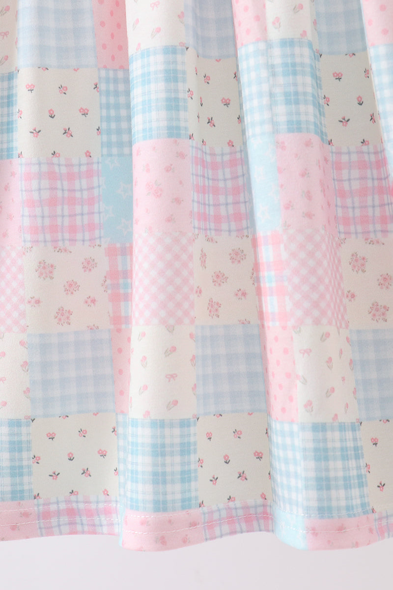 Checkered Floral Smocked Dress - Aaria Tees Aaria Tees