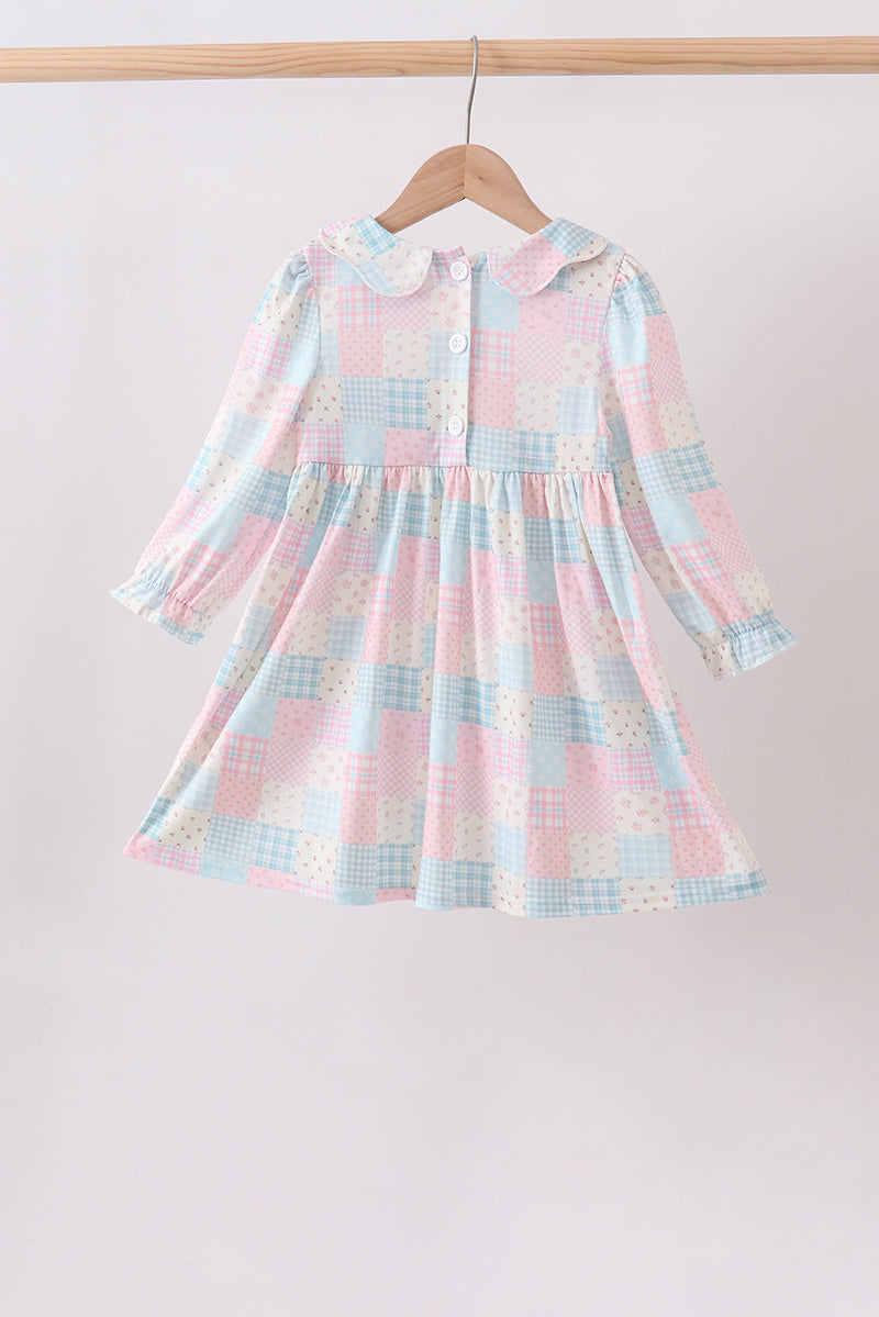Checkered Floral Smocked Dress - Aaria Tees Aaria Tees
