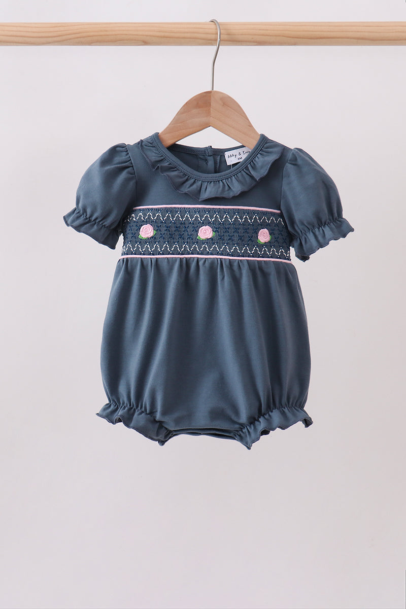 Garden Rose Smocked Ruffle Bubble - Aaria Tees Aaria Tees
