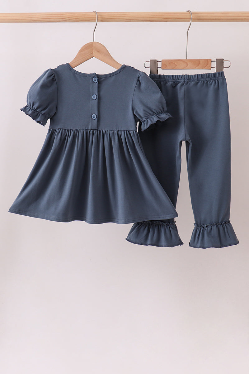 Garden Rose Smocked Ruffle Pants Set - Aaria Tees Aaria Tees