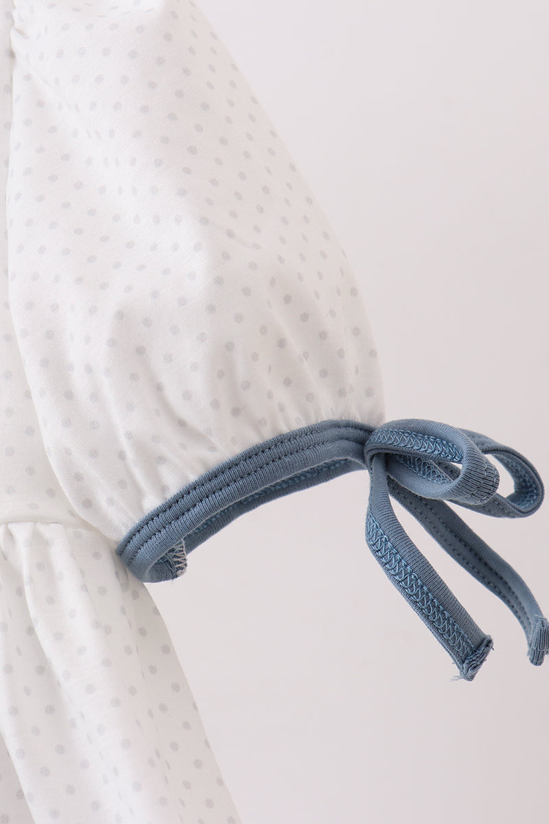 Blue Apple Crayon French Knot Ruffle Dress - Aaria Tees Aaria Tees