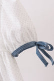 Blue Apple Crayon French Knot Ruffle Dress - Aaria Tees Aaria Tees