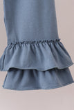 Blue Apple Crayon French Knot Ruffle Pants Set - Aaria Tees Aaria Tees