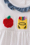 Blue Apple Crayon French Knot Ruffle Pants Set - Aaria Tees Aaria Tees
