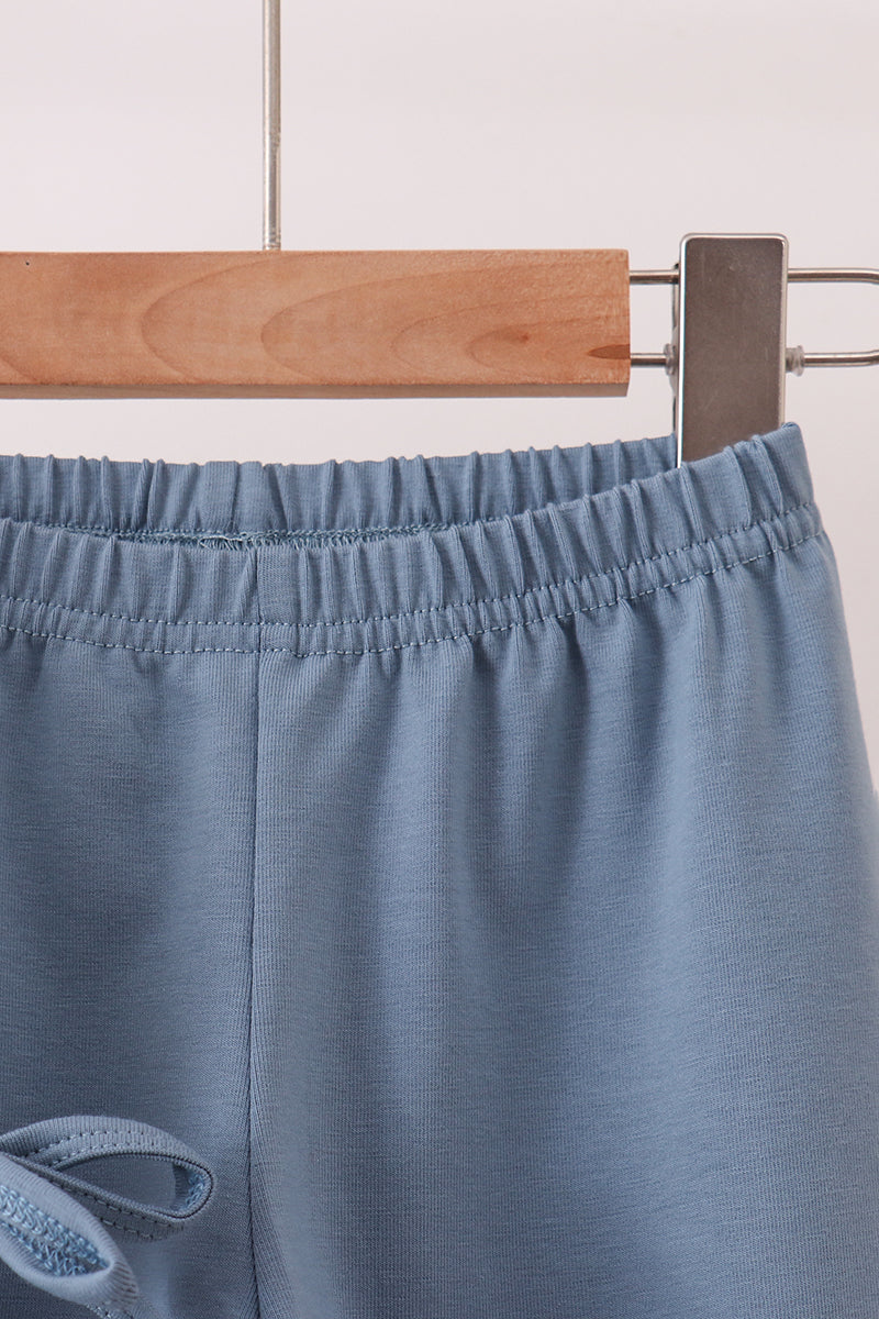Blue Apple Crayon French Knot Ruffle Pants Set - Aaria Tees Aaria Tees