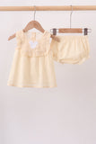 Oatmeal character french knot bloomer set Aaria Tees