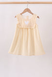 Oatmeal character french knot ruffle dress Aaria Tees
