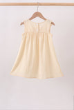 Oatmeal character french knot ruffle dress Aaria Tees