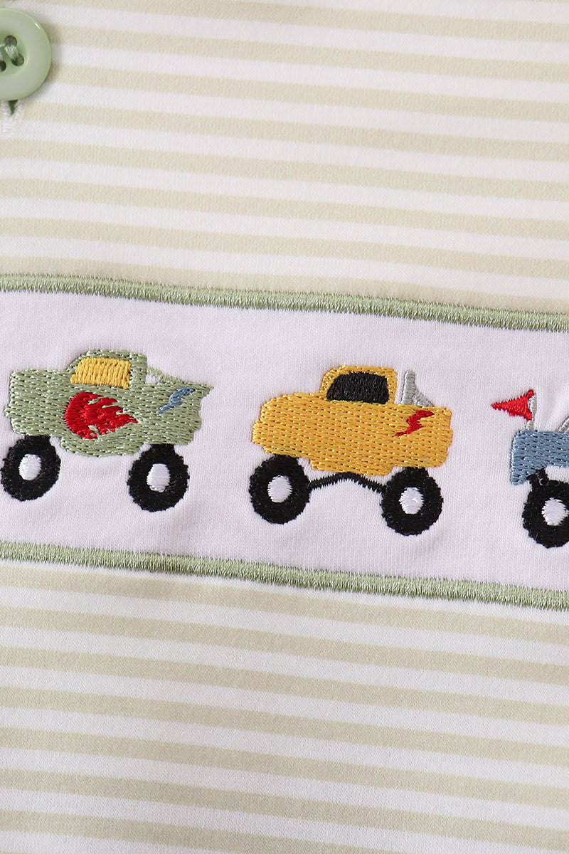 Monster truck embroidery stripe bubble - Aaria Tees Aaria Tees