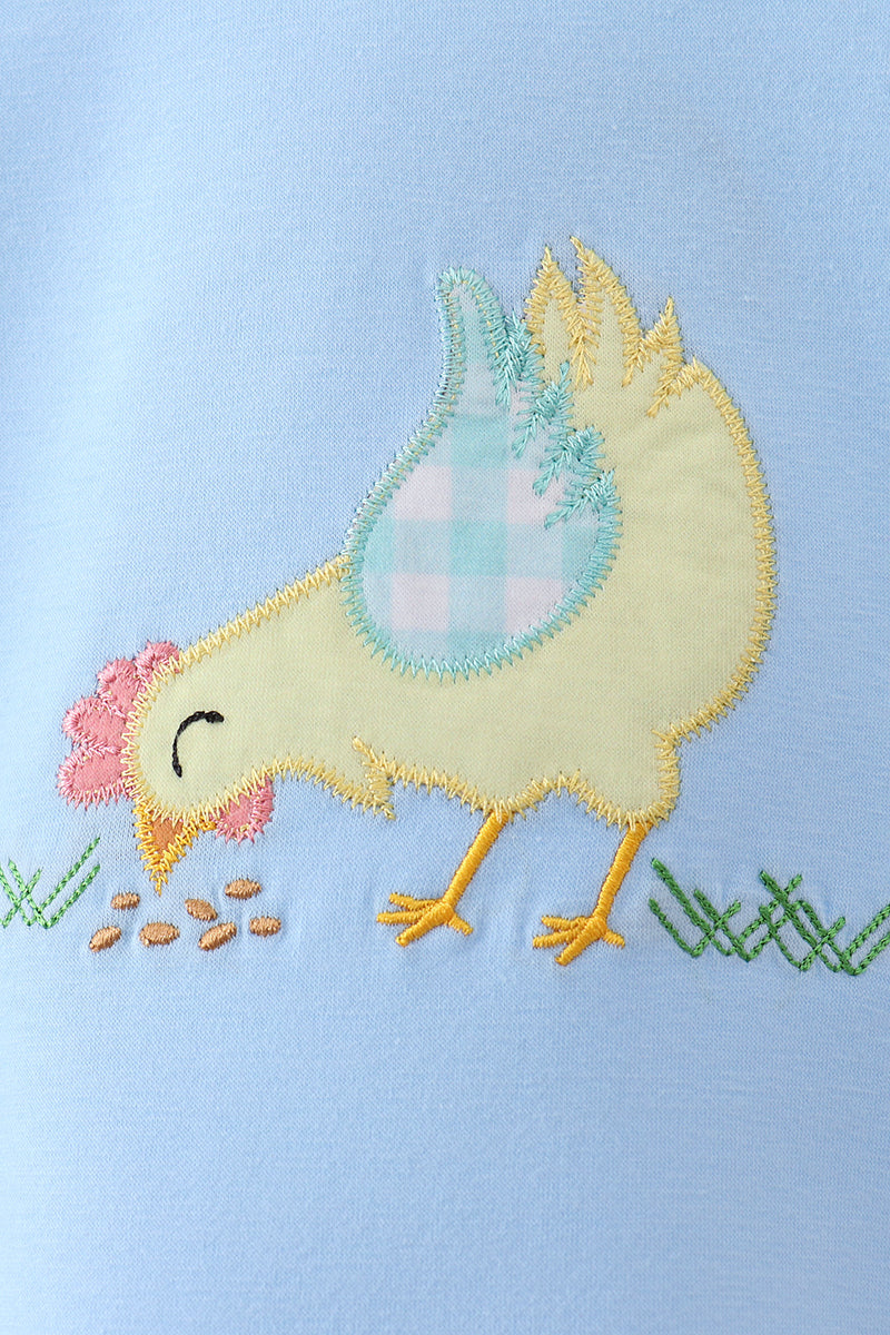 Blue Chicken Applique Bubble - Aaria Tees Aaria Tees