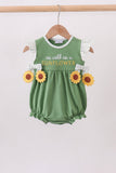 Green Sunflower Applique Ruffle Bubble - Aaria Tees Aaria Tees