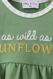 Green Sunflower Applique Ruffle Bubble - Aaria Tees Aaria Tees