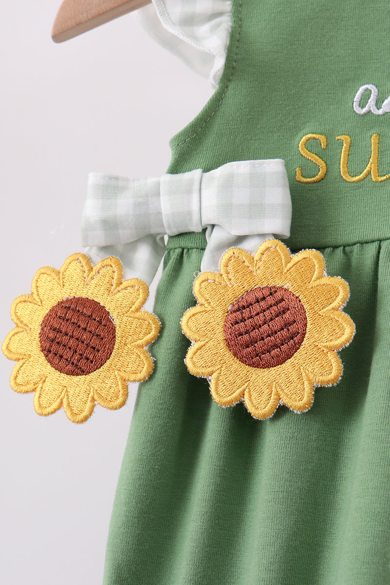 Green Sunflower Applique Ruffle Bubble - Aaria Tees Aaria Tees